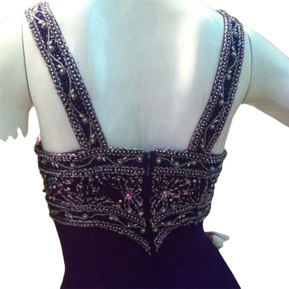 Vintage Purple beaded formal gown. Size 4 - Picture 2 of 10